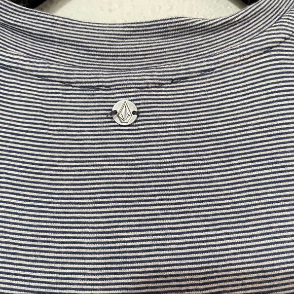 Volcom Black & White Striped Skater Mini Dress Split Sleeve Womens S Casual - Picture 9 of 9